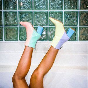 Audrey O Boot of Your Dreams Multicolor Pastel Boot Vegan NWOT Retired Style
